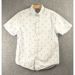 Denim & Flower Ricky Singh Pineapple Print Button Front Shirt Slim‎ Fit L
